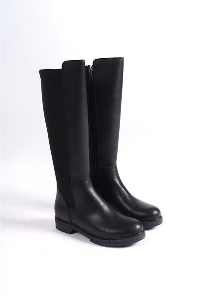 BENİM O AYAKKABI Dámské vysoké boty Bella Black Diver Fabric Fabric