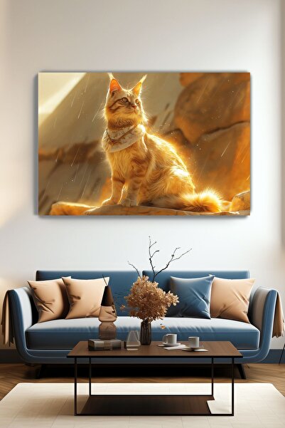 KanvasSepeti Pictură murală antică pe pânză din pisică - Casă, Sufragerie, Bu...