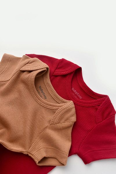 BabyCosy Body cu mânecă scurtă pentru bebeluși 2 bucăți, țesătură modal 50% - 50% bumbac organic, seria bebeluși și nou-născuți - Csym1