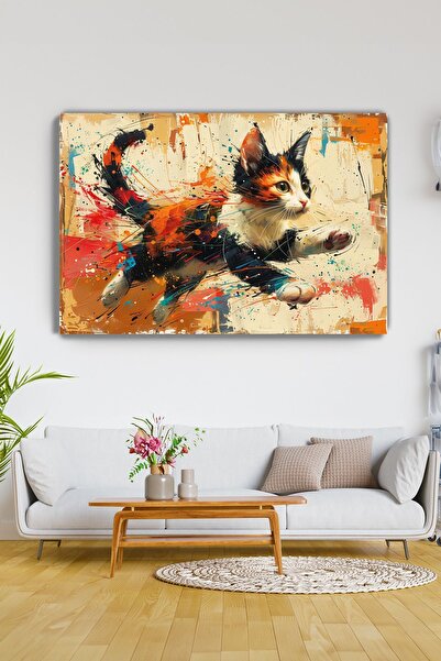 KanvasSepeti Art Cat Canvas Wall Painting - Home Living Room Kitchen Baby - C...