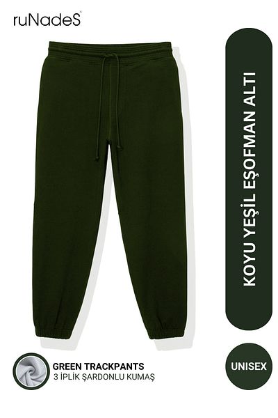 ruNadeS Unisex Basic Relax Fit Dark Green Jogger Sweatpants