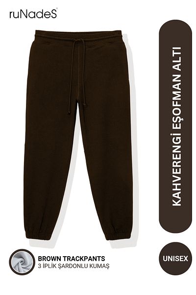 ruNadeS Unisex Basic Relax Fit Καφέ Φούτερ Jogger