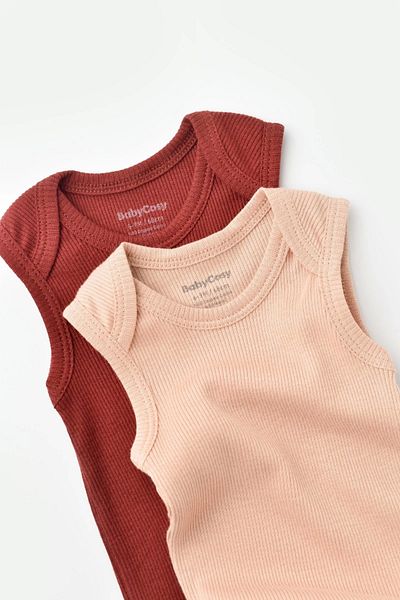 BabyCosy Body fără mâneci 2 bucăți pentru bebeluși și nou-născuți - 50% țesătură modal și 50% bumbac organic Csym1111
