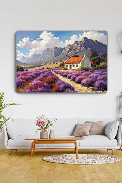 KanvasSepeti Платно с лавандулова градина - Декорация за всекидневна, спалня,...