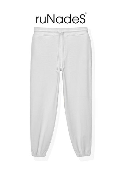 ruNadeS Unisex Basic Relax Fit Λευκό Jogger Sweatpants
