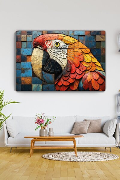 KanvasSepeti Pictură murală din pânză cu mozaic cu papagal - Sufragerie Acasă...