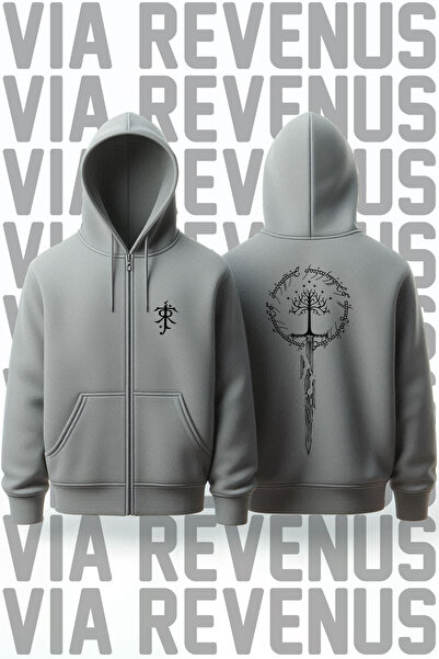 Vordevia Ζακέτα φούτερ με κουκούλα με φερμουάρ Unisex με στάμπα Lord of the Rings