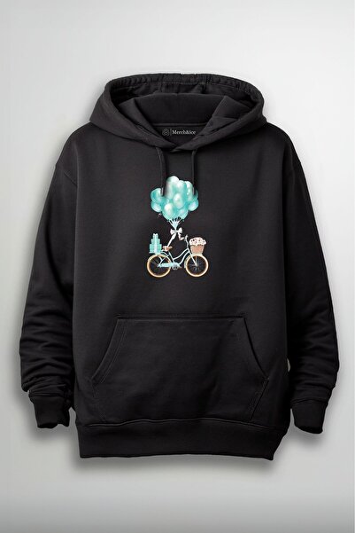 Merch&ice Zeleni baloni i bicikl Štampano unisex hoodie