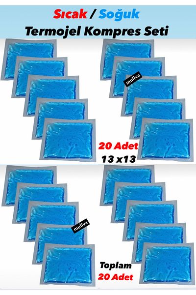 muliva 20 Pieces 13X13 cm - Hot Cold Compressor Gel Thermogel Set (No:11)