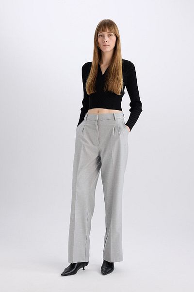 DeFacto High Waist Wide Leg Flannel Winter Pants - Collet E6127Ax24Wn