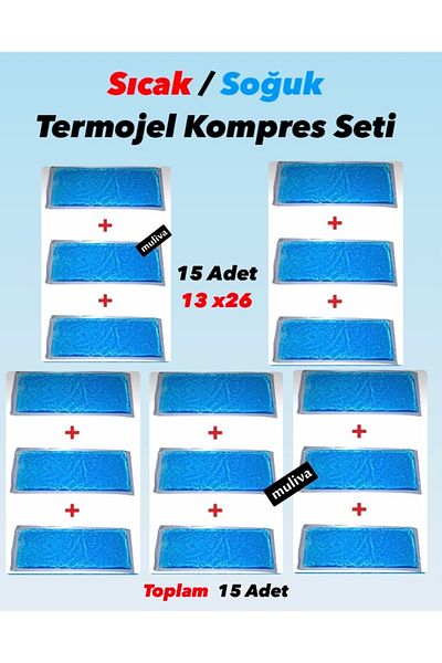 muliva 15Pcs 13X26Cm - Cold Pack Hot Cold Thermo Gel Compress Ice Gel Set (No:12)