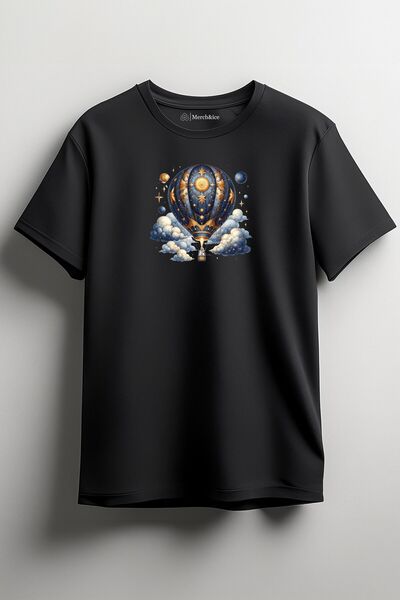 Merch&ice Plavi leteći balon na vrući vazduh i oblaci Štampano unisex T-shirt