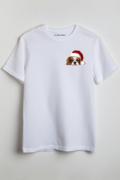 Merch&ice Tricou unisex imprimat câine cu pălărie de Crăciun