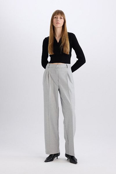 DeFacto High Waist Wide Leg Flannel Winter Pants - Collet E6127Ax24Wn
