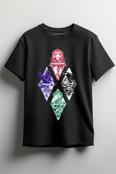 Merch&ice Harry Potter - Hogwarts (Gryffindor, Hufflepuff, Ravenclaw, Slytherin) Baskılı Unisex T-shirt