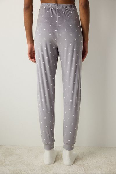Penti Tiny Hearts Fuzzy Pantaloni gri închis Pantaloni de pijama