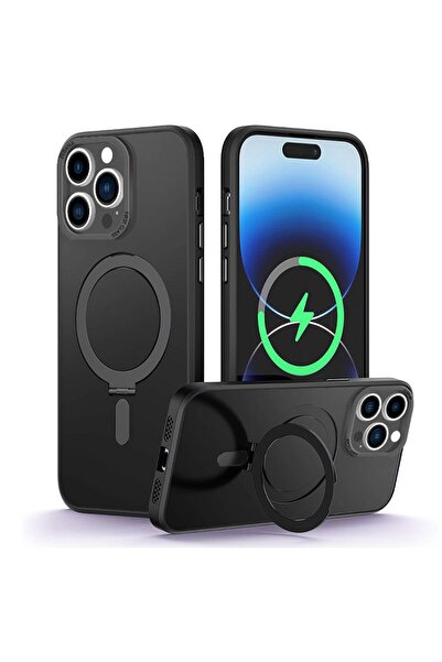 Zebana Apple iPhone 15 Pro Uyumlu Kılıf First Class Standlı Silikon Kılıf Kab...