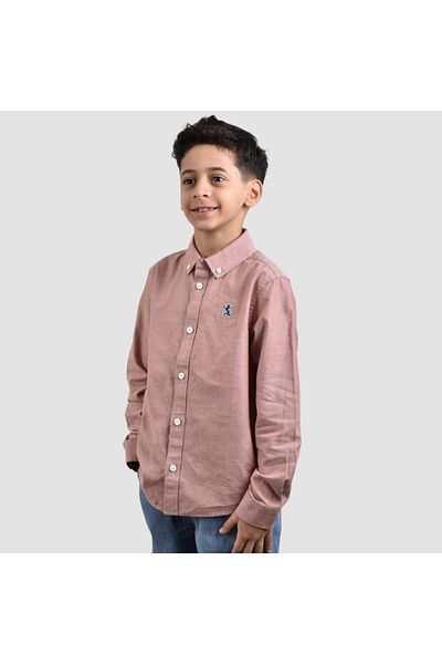 Giordano Junior Slim Fit Embroidery Garment Wash Shirt