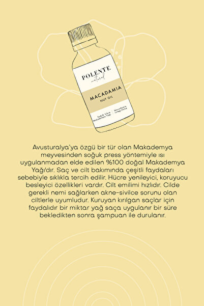 Polente Natural Makademia Cevizi Yağı- Soguk Sıkım (30 ML)