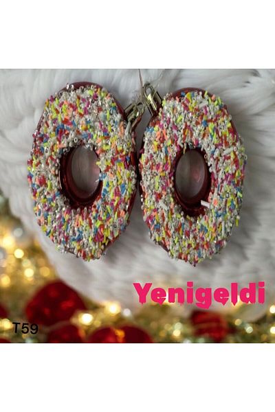 Yenigeldi Комплект коледни украшения за понички, коледни украшения за елха, десертни украшения за Нова година, декоративни висящи украшения, украса за елха