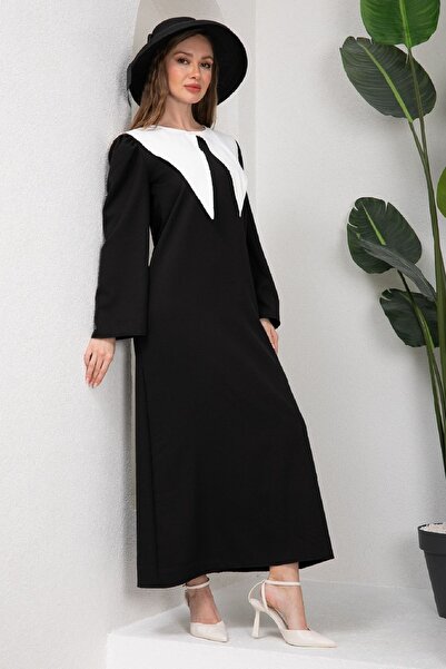 KÜÇÜĞÜM BUTİK Φόρεμα Hijab Triangle Collar Μαύρο κρεπ