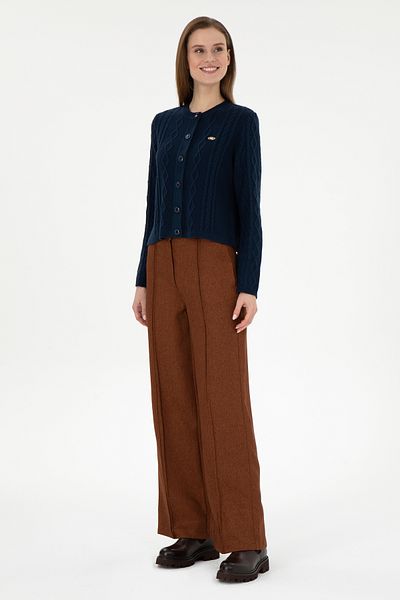 U.S. Polo Assn. Women's Brown Loose Fit Canvas Trousers 50290500 -Vr029