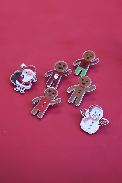 Kuker Madeni Eşya Yılbaşı Figürlü Rozet Seti (Dijital Baskı)