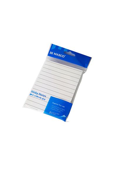 MASCO White Lined Sticky Notes, Pack of 12