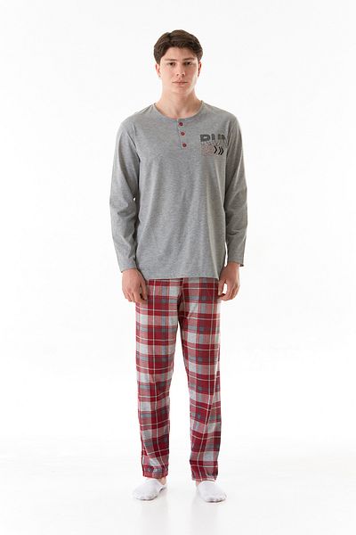 Fulla Moda Plaid Patterned Collar Buttoned Pajamas Set