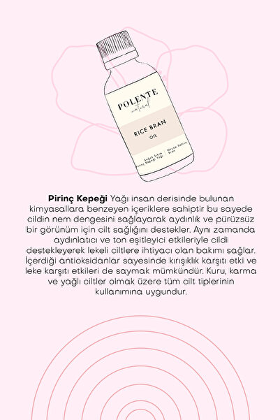 Polente Natural Soğuk Sıkım Pirinç Kepegi Yağı 30 ml