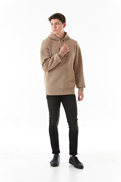 Fulla Moda Світшот з капюшоном з написом та пташиним принтом з пряжі 3 нитки