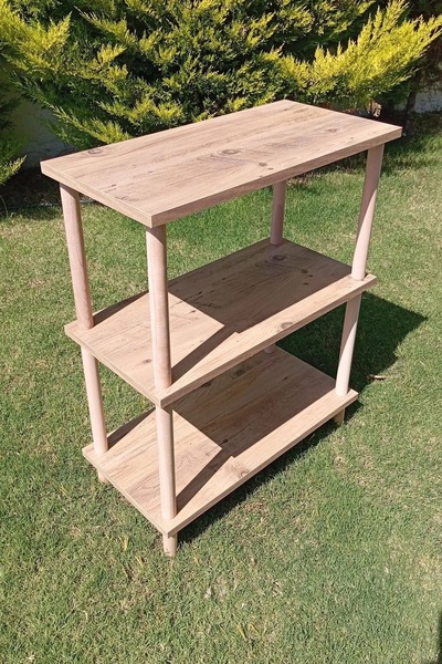 HCAtölye Ahşap Atölyesi Dekoratif 3 Raflı Ahşap Ayaklı Çok Amaçlı Banyo Rafı ...