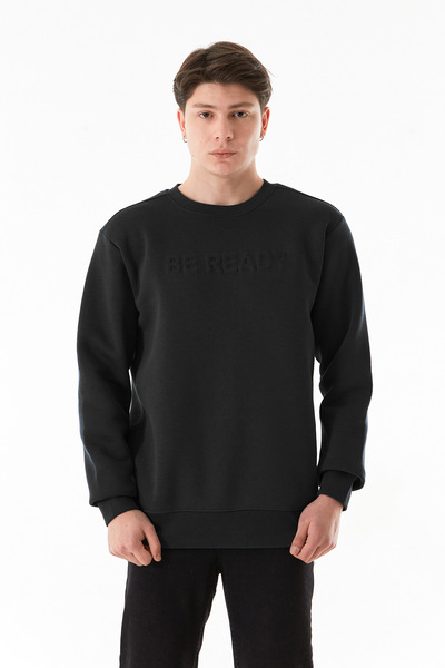 Fulla Moda Φούτερ με 3 κλωστές Be Ready Letter με ανάγλυφο λαιμόκοψη