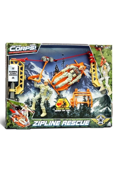NW NessiWorld مجموعة ألعاب Nessiworld The Corps Zipline Rescue Soldier