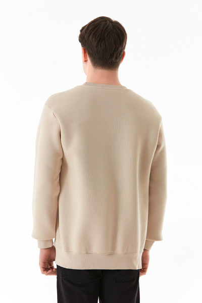 Fulla Moda 3 Yarn Be Ready Lettering Embossed Crew Neck Sweatshirt