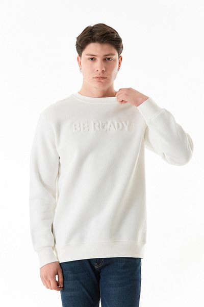 Fulla Moda Φούτερ με 3 κλωστές Be Ready Letter με ανάγλυφο λαιμόκοψη