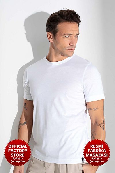 Aydoğan Ανδρικό μπλουζάκι White Crew Neck Short Sleeve - 101 Aydogan ®