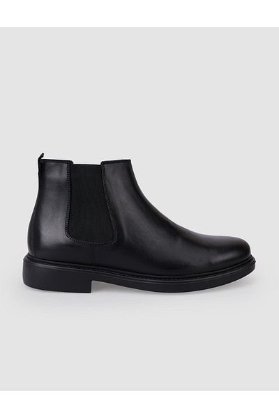 Cabani 100% Genuine Leather Black Elastic Men's Casual Boots