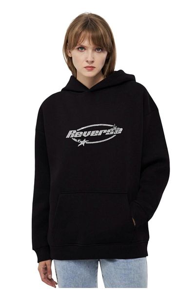 Moda Işık Hooded Unisex Basic Sweatshirt - Stone Printed, 100% Cotton