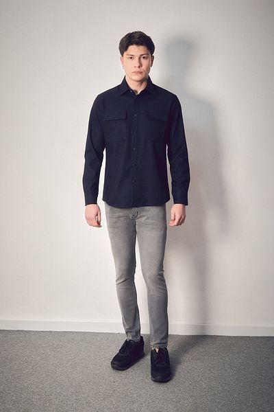 Fulla Moda Βασικό πουκάμισο με διπλή τσέπη