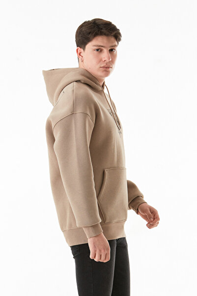 Fulla Moda Світшот з капюшоном з написом та пташиним принтом з пряжі 3 нитки