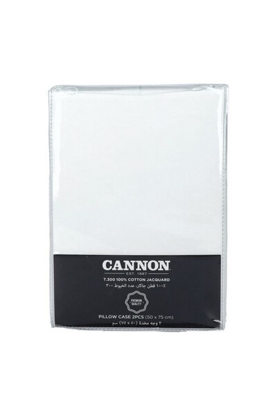 Cannon غطاء وسادة كوين من القطن 300TC مكون من قطعتين مقاس 50 × 75 سم