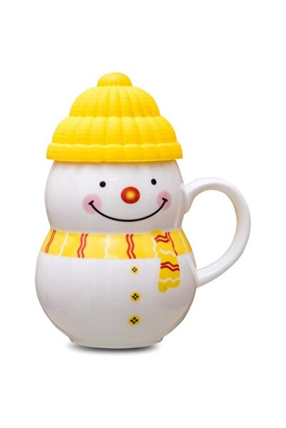 Cherry Sarı Seramik Kardan Adam Mug 300ML Desenli Kupa Yeni Yıl Yılbaşı Teması