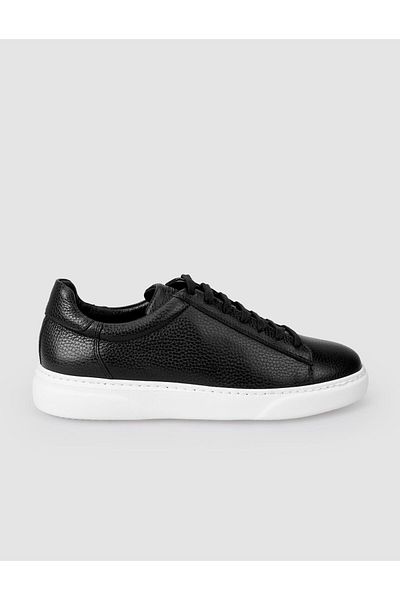 Cabani 100% Genuine Leather Black Lace-Up Men's Sports Shoes
