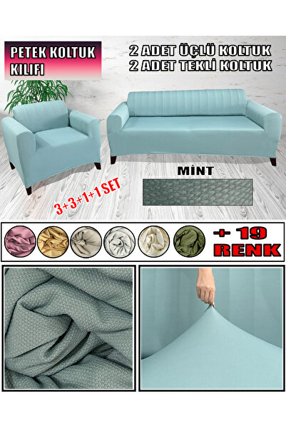 Home MİKRO PETEK KUMAŞ 2 ADET ÜÇLÜ-2 ADET TEKLİ KOLTUK KILIFI SETİ ARKASI DAH...