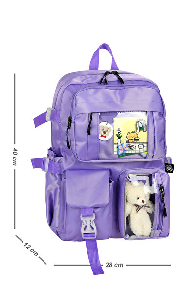 CAKARD Rucsac de școală model coreean KAWAII cu accesorii cu mai multe buzunare 145