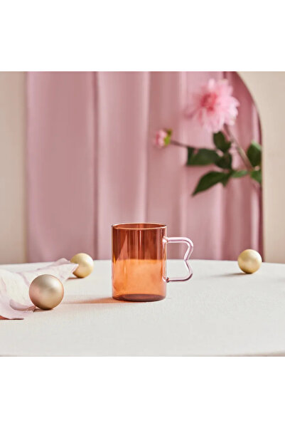 Karaca Miracle, Glass Mug, 450ML, Amber Zigzag