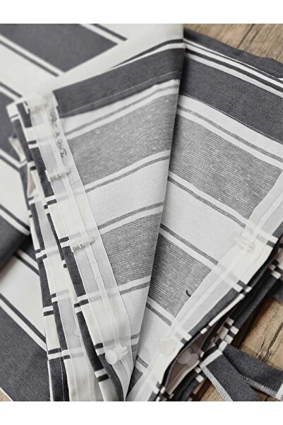 DEVRİM OLİVYA TEKSTİL En-x-yükseklik Ölçülerle --gri-beyaz Özel Dikim Lüks Branda Balkon Perdesi