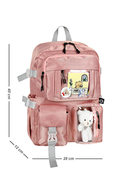 CAKARD ΣΧΟΛΙΚΟ ΣΑΚΙΔΙΟ ΠΛΑΤΗΣ ΚΟΡΕΑΤΙΚΟΥ ΜΟΝΤΕΛΟ KAWAII ΜΕ ΑΞΕΣΟΥΑΡ ΜΕ ΠΟΛΛΕΣ...