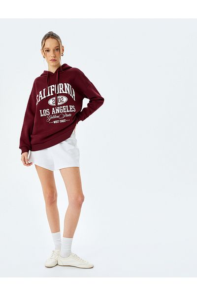 Koton Three Thread Raster Long Sleeve College Printed Hooded Sweatshirt